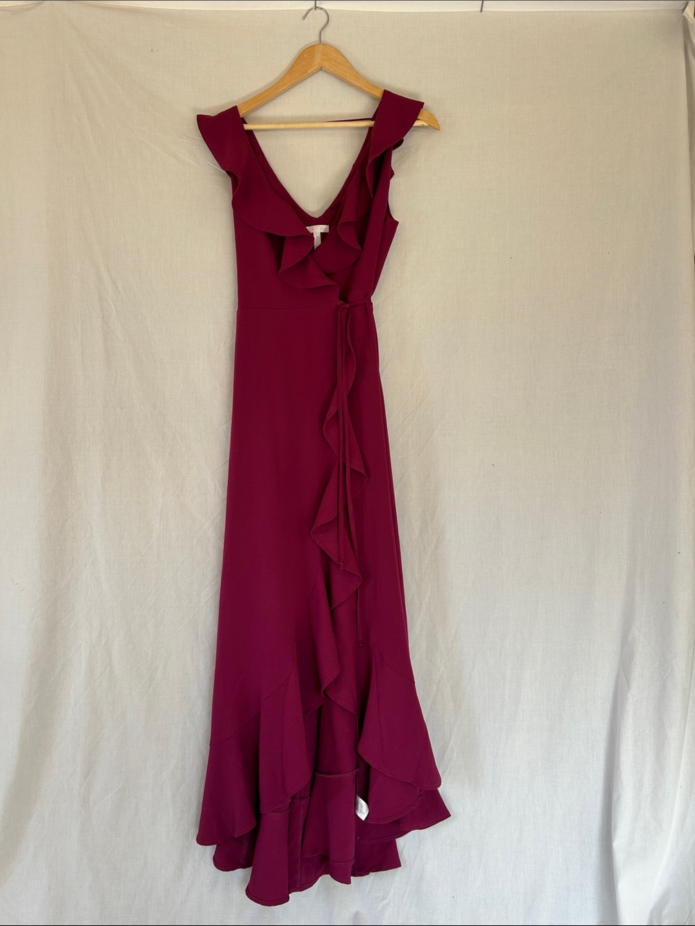 Leith Raspberry Ruffle Maxi Dress